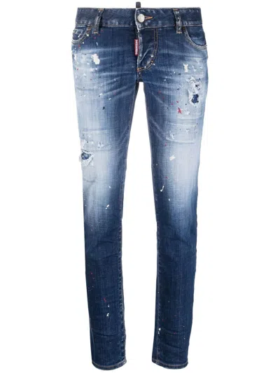 Dsquared2 Distressed Skinny Jeans In Blue