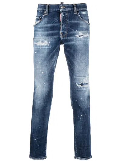 Dsquared2 Distressed Skinny Jeans In Blue