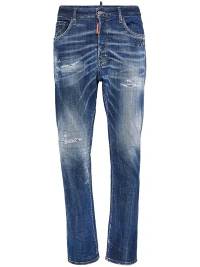Dsquared2 Distressed Skinny Jeans In Blue