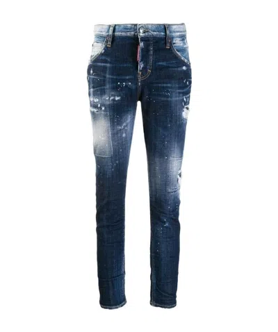 Dsquared2 Distressed Skinny Jeans In Blue