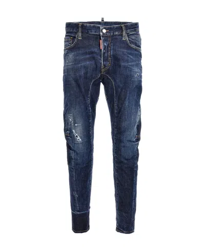Dsquared2 Straight-leg Distressed Skinny Jeans In Blue
