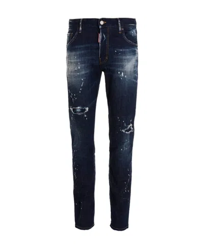 Dsquared2 Distressed Slim-cut Jeans In Black