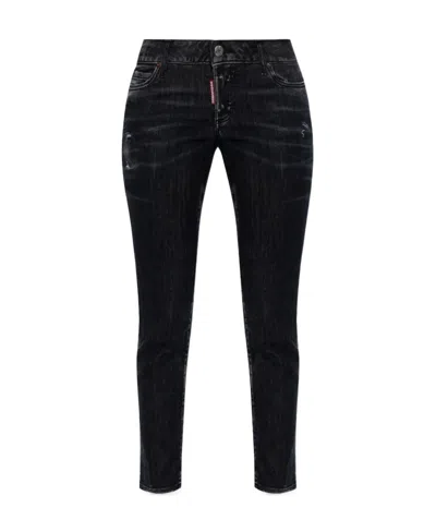 Dsquared2 Distressed Slim-cut Jeans In Black