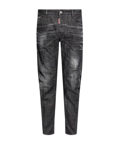 Dsquared2 Distressed Slim-cut Jeans In Black