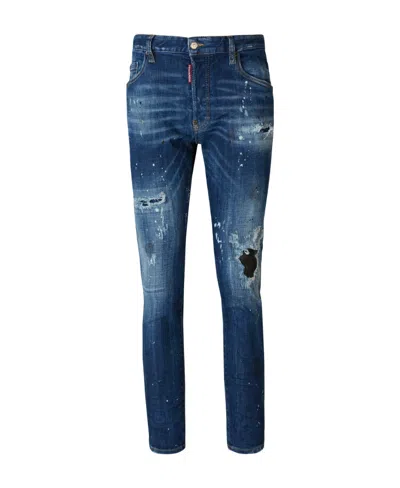 Dsquared2 Paint Splash Detail Distressed Jeans In Blue
