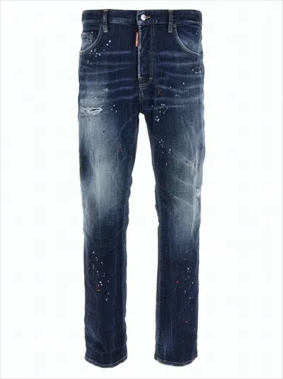 Dsquared2 Distressed Slim Fit Denim Pants In Blue