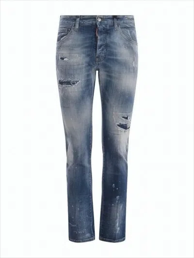 Dsquared2 Distressed Slim Fit Denim Pants In White