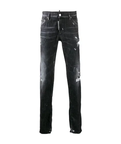 Dsquared2 Distressed Slim-fit Jeans In Black