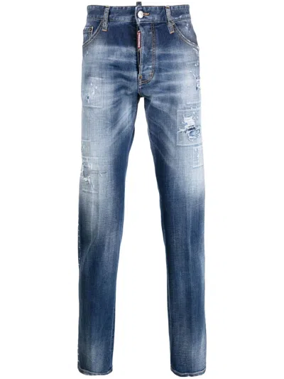 Dsquared2 Distressed Slim-fit Jeans In Blue