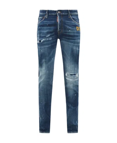 Dsquared2 Distressed Slim-fit Jeans In Navy