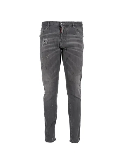 Pre-owned Dsquared2 Distressed Slim-fit Jeans In Gray