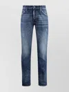 Dsquared2 Distressed Slim Fit Jeans With Belt Loops In Blue