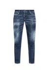 Dsquared2 Distressed Slim Fit Jeans With Mid-rise Waist In Blue