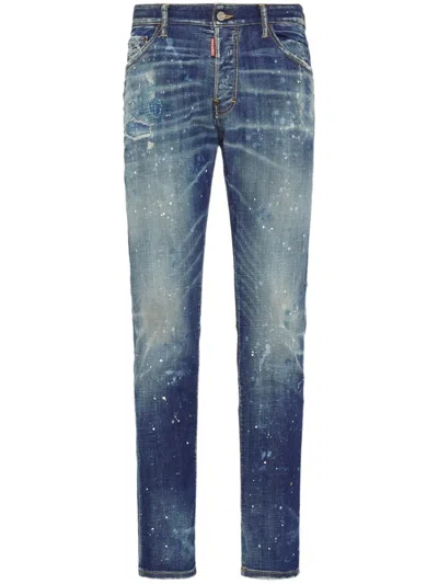DSQUARED2 DSQUARED2 DISTRESSED SLIM-FIT JEANS WITH UNIQUE SPLATTER DETAILING