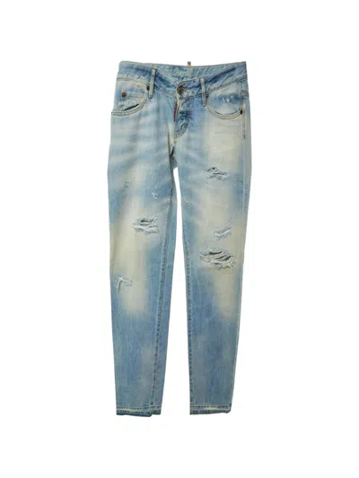 Pre-owned Dsquared2 Distressed Slim-fit Jeans In Blue
