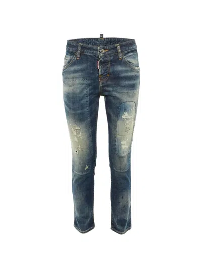 Pre-owned Dsquared2 Distressed Slim-fit Jeans In Blue