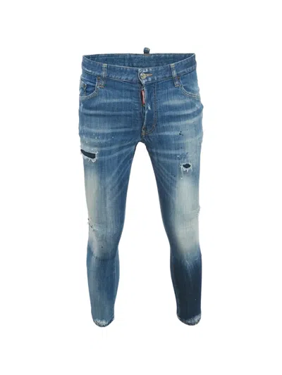Pre-owned Dsquared2 Distressed Slim-fit Jeans In Blue