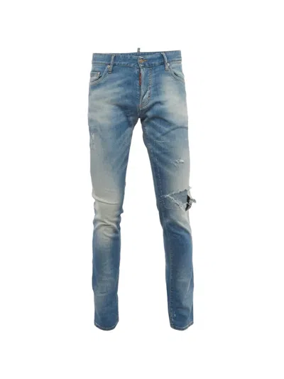 Pre-owned Dsquared2 Distressed Slim-fit Jeans In Blue
