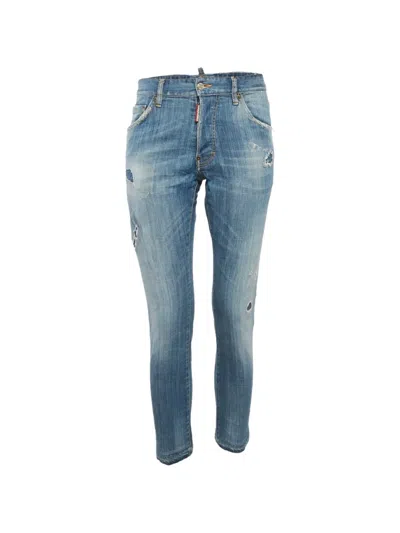 Pre-owned Dsquared2 Distressed Slim-fit Jeans In Blue