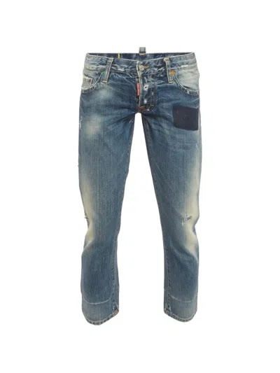 Pre-owned Dsquared2 Distressed Slim-fit Jeans In Blue