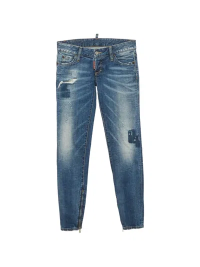 Pre-owned Dsquared2 Distressed Slim-fit Jeans In Blue