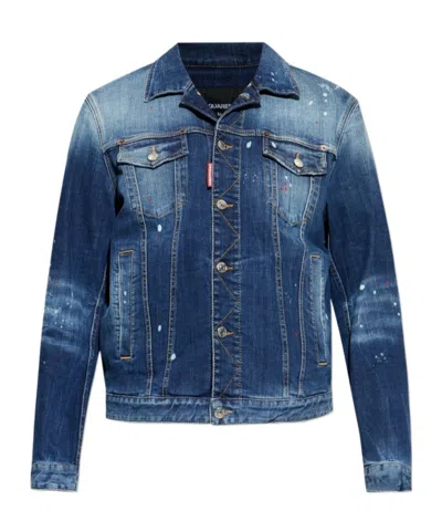 Dsquared2 Distressed Sport Denim Jacket In Blue