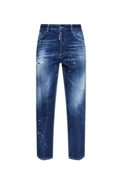 Dsquared2 Distressed Straight In Blue