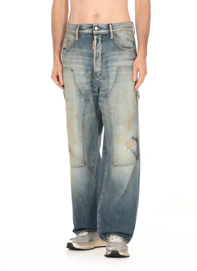 Dsquared2 Blue Medium Rusty Nail Wash Loose Carpenter Jeans