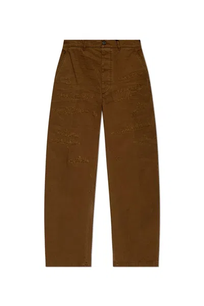 Dsquared2 Distressed Straight-leg Pants In Green