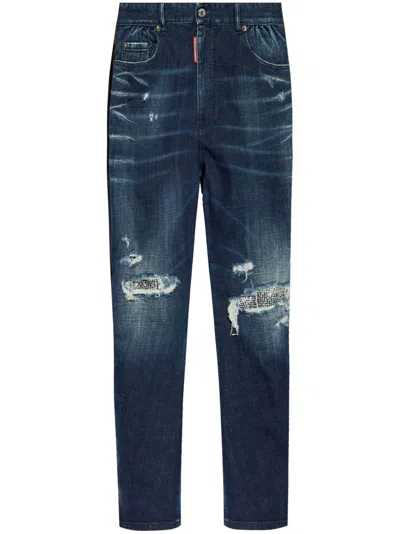 DSQUARED2 DISTRESSED STRAIGHT JEANS