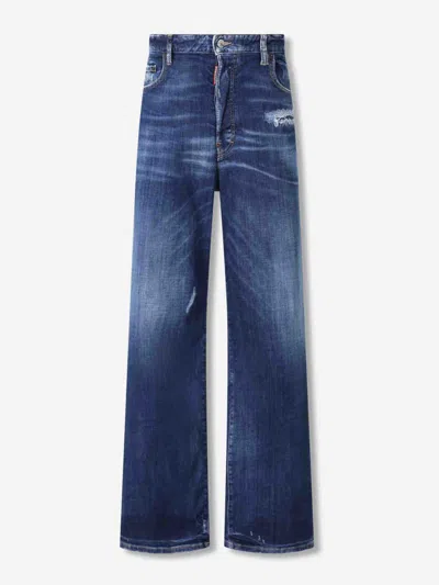 Dsquared2 Distressed Straight Jeans In Blue