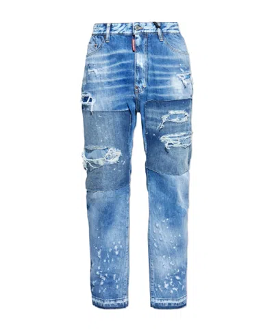 Dsquared2 Ripped Washed Jeans In Blue