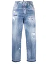 Dsquared2 Distressed Straight-leg Jeans In 蓝色