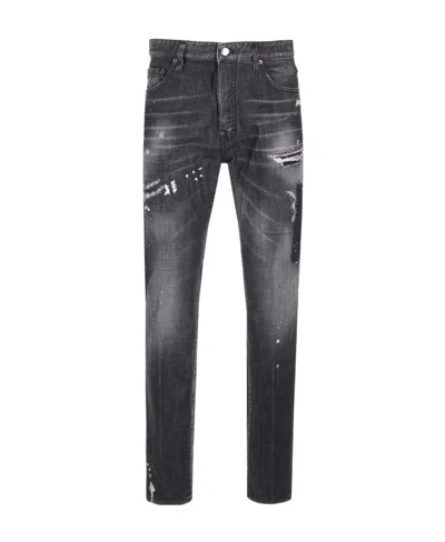Dsquared2 Distressed Straight-leg Jeans In Black