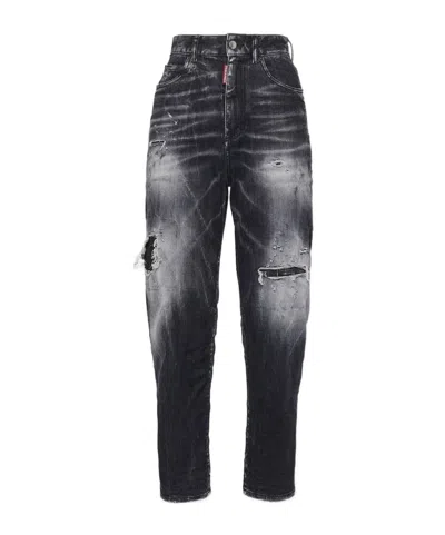 Dsquared2 Distressed Straight-leg Jeans In Black