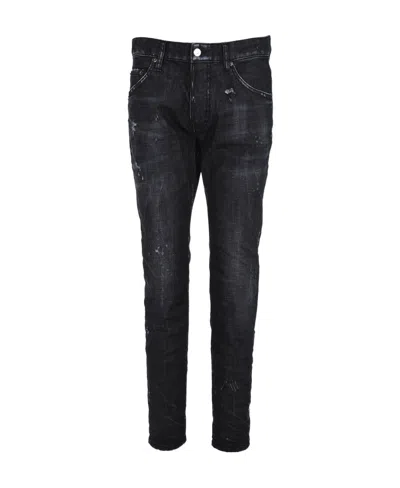 Dsquared2 Distressed Straight Leg Jeans In Black