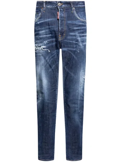 Dsquared2 Dsquared Men Straight Jeans With A Lived-in Effect In Blue