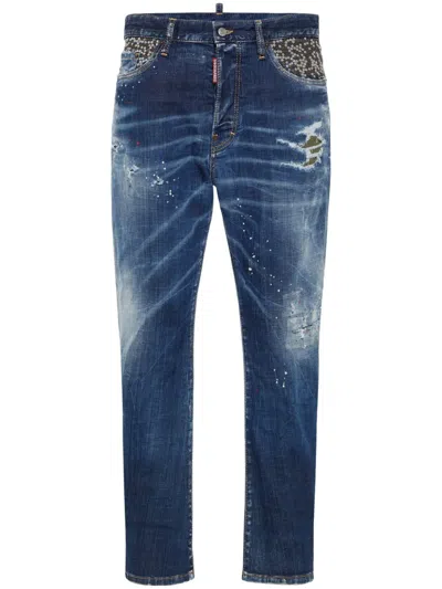Dsquared2 Skater Stretch Cotton Denim Jeans In Blue