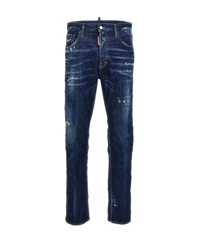 Dsquared2 Distressed Straight-leg Jeans In Blue