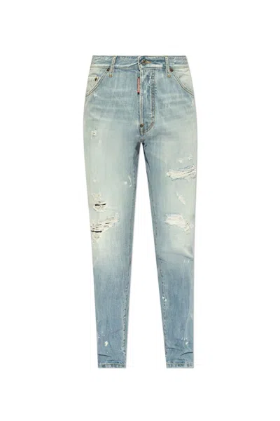 Dsquared2 Distressed Straight-leg Jeans In Blue