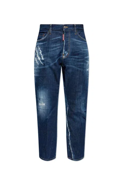 DSQUARED2 DISTRESSED STRAIGHT-LEG JEANS