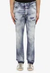 Dsquared2 Distressed Straight-leg Jeans In Light Blue