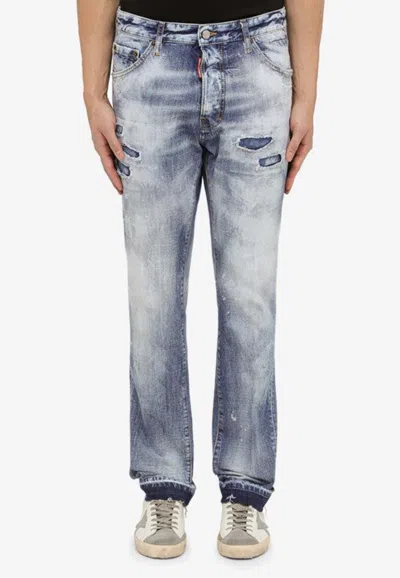 Dsquared2 Distressed Straight-leg Jeans In Light Blue