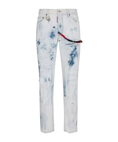 Dsquared2 Distressed Straight-leg Jeans In White
