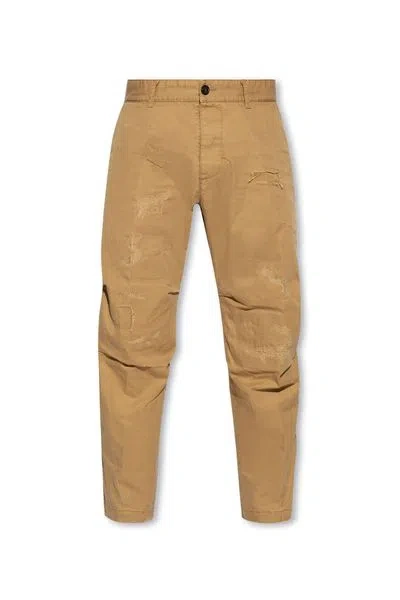 Dsquared2 Distressed Straight Leg Trousers In Brown