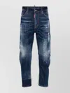 DSQUARED2 DISTRESSED STRAIGHT LEG TROUSERS WITH PAINT DETAIL