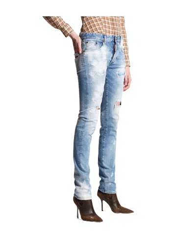 Dsquared2 Distressed Straight-leg Jeans In Blue