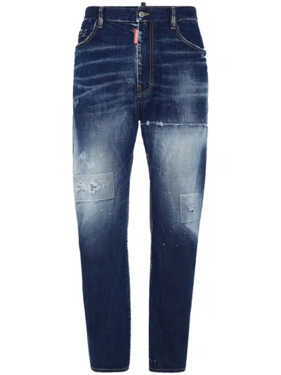 Dsquared2 Distressed Stretch-cotton Jeans In Blue