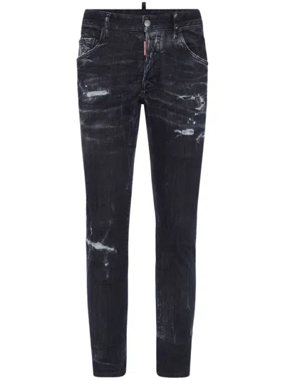 Dsquared2 Distressed Stretch-cotton Slim Jeans In Black