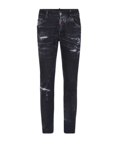 Dsquared2 Distressed Stretch-cotton Slim Jeans In Black